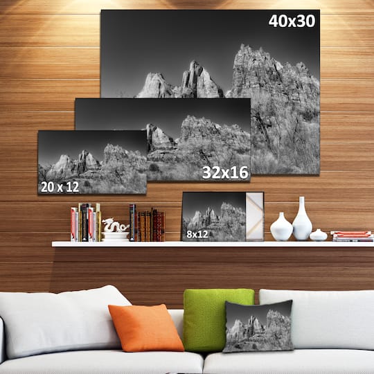 Designart - Rising Red Rocks Black and White